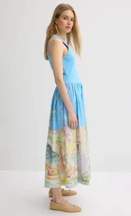 Alemais Anouk Tank Midi Dress Blue Print Size 14 for rent on The Volte - image 2