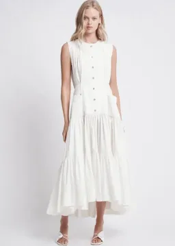 Aje The Hushed Maxi Dress White Size 8 for rent on The Volte - image 1