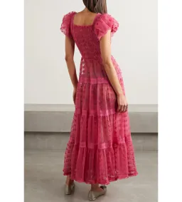 Nadette Lace-trimmed Embroidered Tulle Maxi Dress Pink Size M/AU 10 for rent on The Volte - image 2