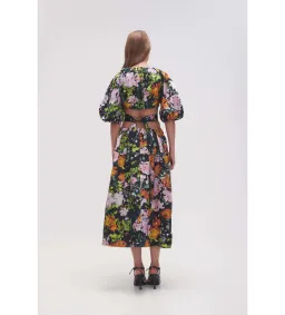 Aje Mimosa Cutout Midi Dress in Midnight floral Size S AU 8 for rent on The Volte - image 3