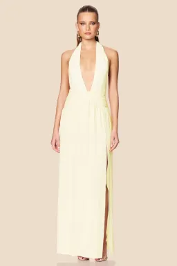 NOOKIE DESIREE HALTER GOWN / YELLOW / SIZE 8 for rent on The Volte - image 2