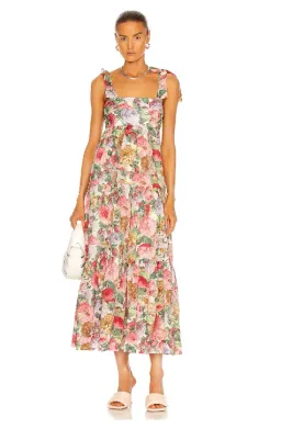 Zimmermann Mae Tie Shoulder Dress Rose Floral for rent on The Volte - image 1
