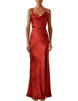 SHONA JOY La Lune Bias Cowl Maxi With Split - Red for rent on The Volte - image 1