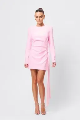 MOSSMAN SENSE OF MYSTERY DRAPED MINI DRESS / PINK / SIZE 12 for rent on The Volte - image 1