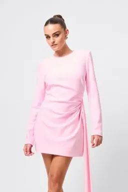 MOSSMAN SENSE OF MYSTERY DRAPED MINI DRESS / PINK / SIZE 12 for rent on The Volte - image 3