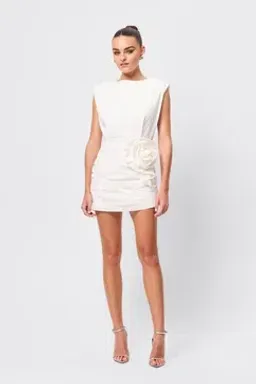 MOSSMAN WRAPPED IN YOU MINI DRESS / WHITE / SIZE 12 for rent on The Volte - image 1