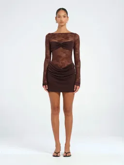 Benni Oskar Mini Dress Chocolate Size AU 8 for rent on The Volte - image 1