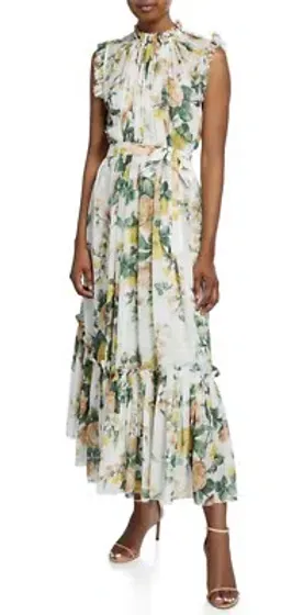 Zimmermann Zippy Frill Midi/Maxi Dress White Floral Size 2 AU 12 for rent on The Volte - image 2