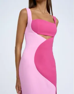 By Johnny Two Tone Curve Midi Dress - Size 10 for rent on The Volte - image 5