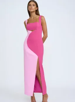 By Johnny Two Tone Curve Midi Dress - Size 10 for rent on The Volte - image 4