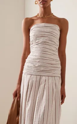 ANNA QUAN Isadora Strapless Maxi Dress Tobacco Stripe 10 for rent on The Volte - image 7