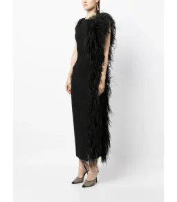 Rachel Gilbert Elcie Feather-Tri Midi Dress Black Size XS / AU 6 for rent on The Volte - image 2
