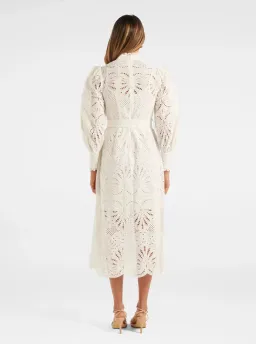 Forever New Fifi Broderie Midi Shirt Dress White Size S / AU 8 for rent on The Volte - image 3