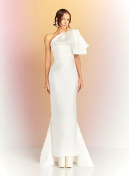 Solace London Priya bow detaile draped satin gown size 16 for rent on The Volte - image 2