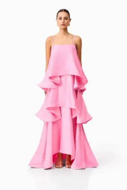 ELLIATT TILLY TIERED MAXI DRESS IN PINK SIZE 8 (S) for rent on The Volte - image 1