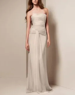 Vera Wang Strapless Chiffon Dress Champagne Size 8 for rent on The Volte - image 1