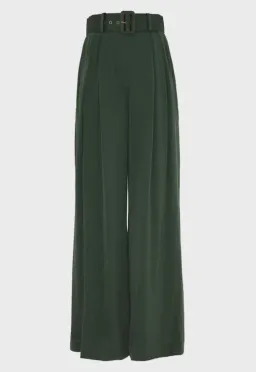 Zimmermann Silk Tuck Pants Forest Green Size 0 / AU 8 for rent on The Volte - image 1