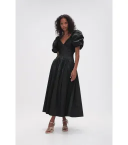Aje Gabrielle Plunge Midi Dress Black Size AU 16 for rent on The Volte - image 1