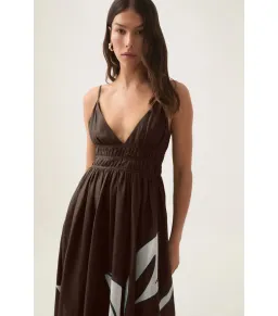 Aje Planetary Maxi Dress in Abstract Fern Carob Size AU 16 for rent on The Volte - image 2