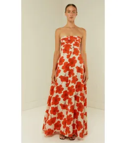 Palm Noosa Primrose Maxi Dress Red Hibiscus Size AU 10 for rent on The Volte - image 1