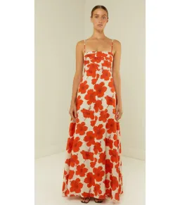 Palm Noosa Primrose Maxi Dress Red Hibiscus Size AU 10 for rent on The Volte - image 3