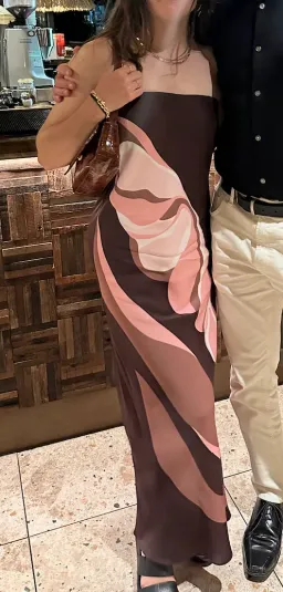 Witchery Strapless Maxi Dress Aubergine Print Size AU 10 for rent on The Volte - image 5