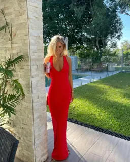 Effie Kats Eiza Gown Cherry Red Size S/Au 8  for rent on The Volte - image 2