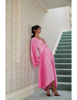 Acler Palms Pink Confetti Long Sleeve Midi Dress Pink  Size 6 for rent on The Volte - image 1