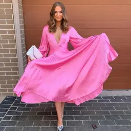 Acler Palms Pink Confetti Long Sleeve Midi Dress Pink  Size 6 for rent on The Volte - image 2