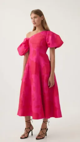 Aje Arista Tulip Sleeve Midi Dress Florescent Rose size 16 for rent on The Volte - image 2