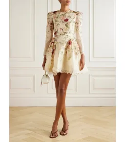 Zimmermann Hypnotic Lace Trim Mini Dress in Cream Cascade Size 0 / AU 8 for rent on The Volte - image 1
