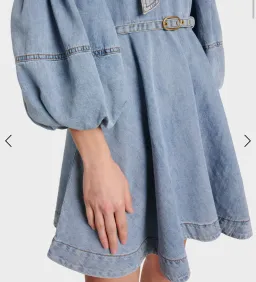 Zimmermann Tie-neck puff-sleeve denim minidress size 1 for rent on The Volte - image 4