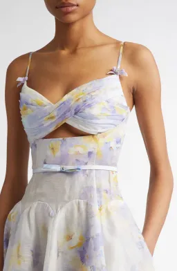 Zimmermann Crush Twist Front Midi Dress Lilac Floral Size 3 / AUS 14 for rent on The Volte - image 2