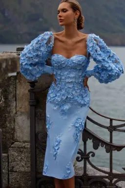 Alamour The Label Ginvra 3D Flower Dress Blue Size M /Au 10  for rent on The Volte - image 2