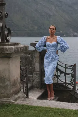 Alamour The Label Ginvra 3D Flower Dress Blue Size M /Au 10  for rent on The Volte - image 1