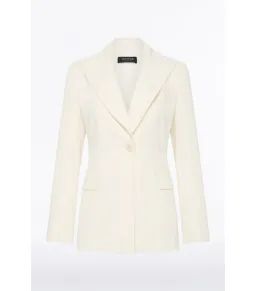 Carla Zampatti Crepe Long Line Jacket and Wide Waisted Pant Set Ivory Size AU 6 for rent on The Volte - image 4