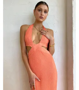 Rumer the Label Willow Plunge Maxi Dress in Peach Size M / AU 10 for rent on The Volte - image 2