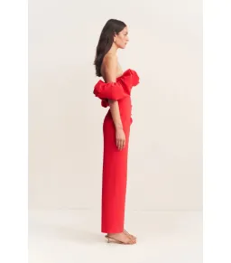 Shona Joy Campbell Off Shoulder Bubble Maxi Dress Goji Size AU 8  for rent on The Volte - image 4