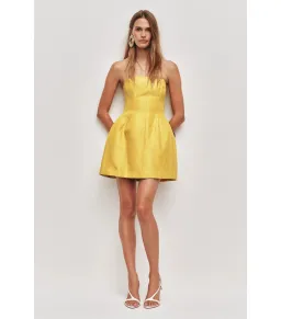 Aje Baret Strapless Mini Dress in Chartreuse Size AU 10 for rent on The Volte - image 2