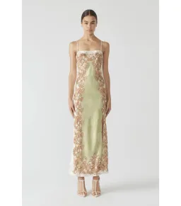 Antipodean Torrent Side Split Midi Dress Green Print Size AU 12 for rent on The Volte - image 1