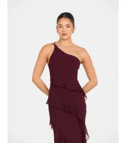 Pilgrim Dietrich One Shoulder Maxi Gown Burgundy Size AU 8 for rent on The Volte - image 3