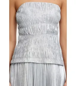 Acler Rockland Midi Dress in Dove Metallic Size AU 6 for rent on The Volte - image 4