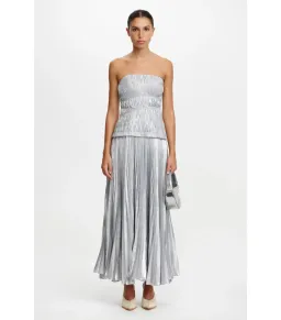 Acler Rockland Midi Dress in Dove Metallic Size AU 10 for rent on The Volte - image 1