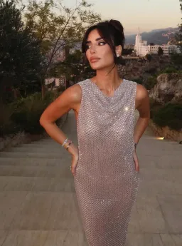 Self Portrait Maxi Dress Rhinestone Gown UK10 Fits AU8-12  for rent on The Volte - image 5