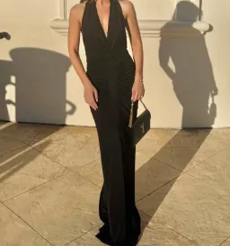 Misha The Venus Gathered Cupro Dress Black Xs /Au 6 for rent on The Volte - image 1