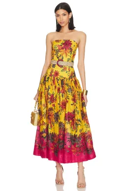 Zimmermann The Ginger Strapless Midi Dress in Pink/Yellow Floral Size 2/Au 12  for rent on The Volte - image 1