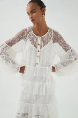 Aje Primrose Lace Maxi Dress White Size AU 4  for rent on The Volte - image 6