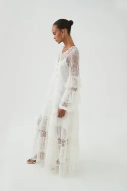 Aje Primrose Lace Maxi Dress White Size AU 4  for rent on The Volte - image 3