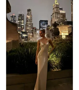 Manning Cartell High Voltage Slip Maxi Dress Nude Silver Sequin Size AU 6  for rent on The Volte - image 3