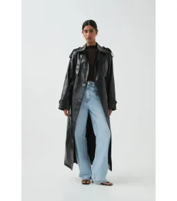 Aje Studio Raven Vegan Leather Trench Black Size AU 10 for rent on The Volte - image 2